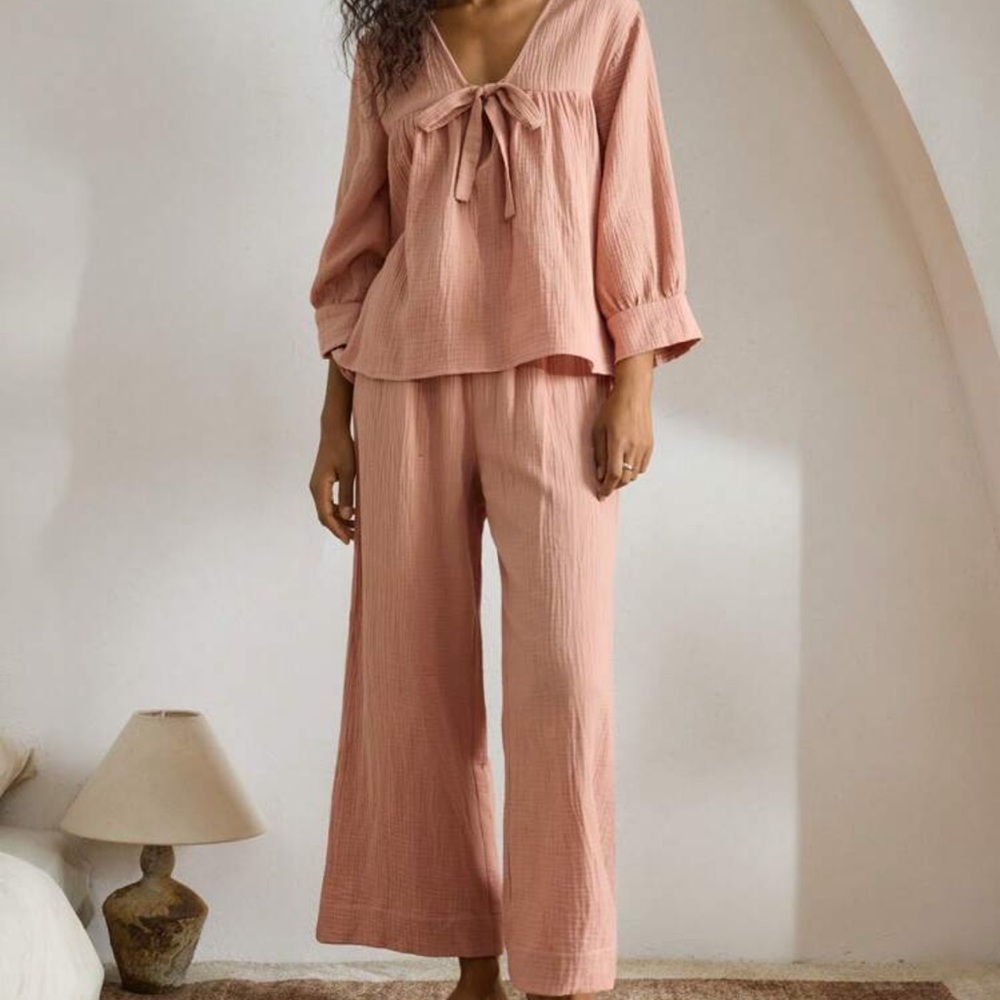 Medium Cotton Gauze Lounge Matching Set Soft Pink NEW WITHOUT TAGS